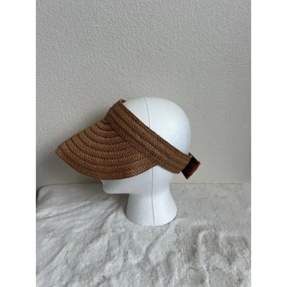 Madewell Womens Packabale Visor Hat Straw Brown Adjustable Beach One Size - Picture 6 of 10